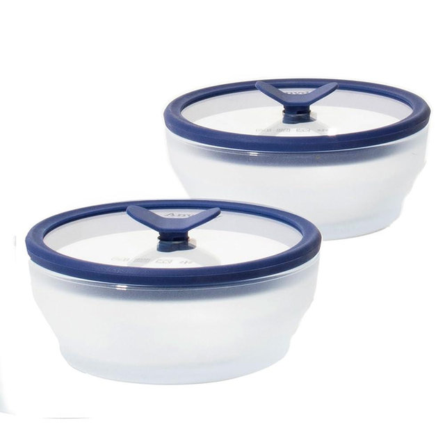 Anyday 2-Pack (2-Cup) Glass Food Storage Set with Glass Lids | Plastic-Free Frosted Meal Prep Bowls | Stackable Airtight Storage Container Set with Vented Silicone Lid for Microwave-Safe Reheating