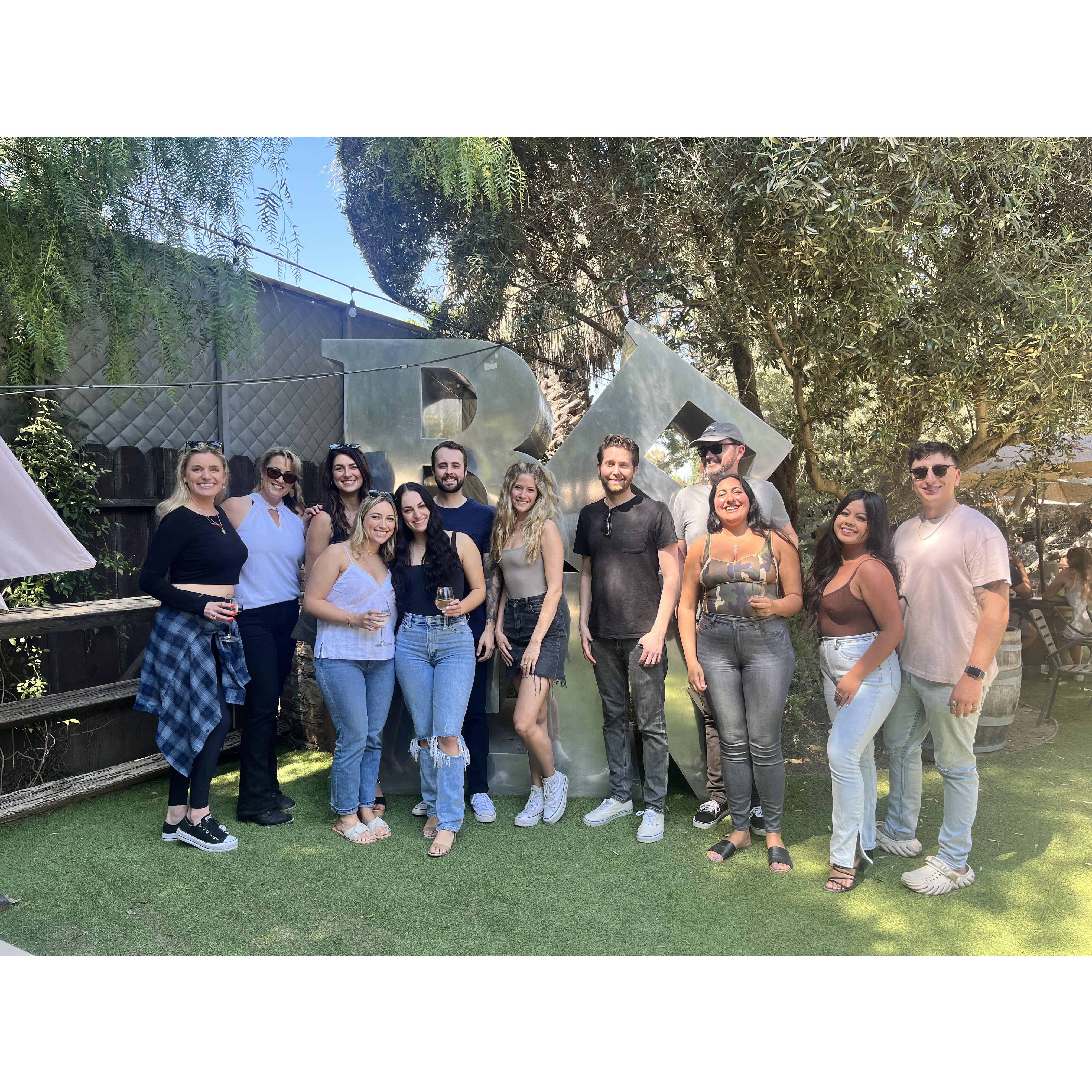 Malibu wines for my birthday where he told some of my friends/ family literally TWO days before we got engaged! I still had no clue, I couldn't believe nobody gave me any suspicions!!!