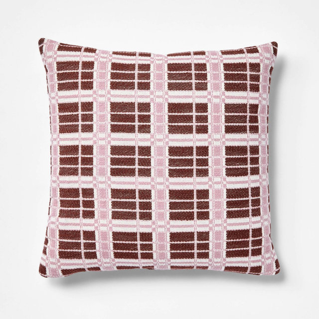 Square woven Grid pillow purple/cream/rust - Threshold designed with Studio McGee