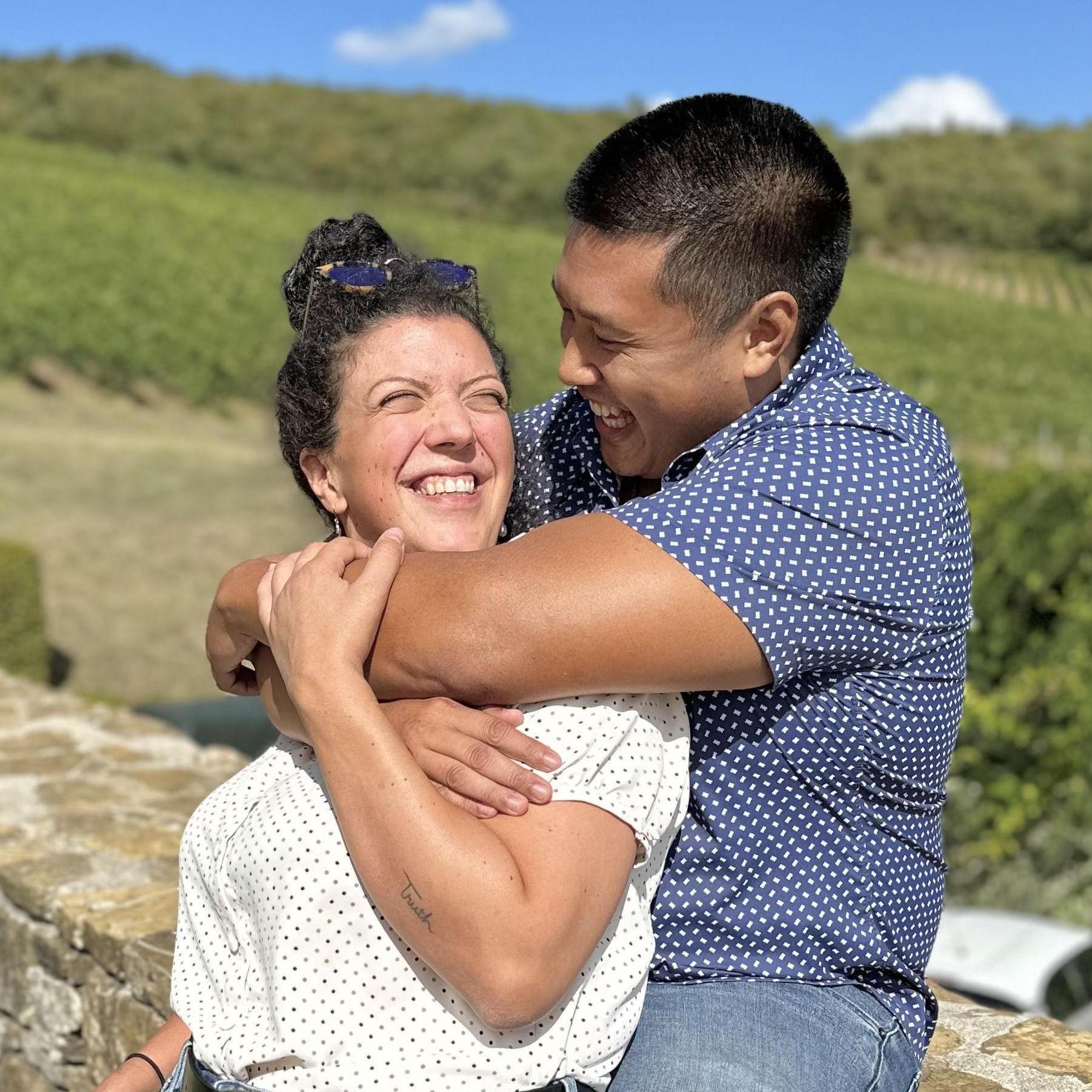 A candid moment in Tuscany caught on camera (credit to Ellie's sister, Emily).