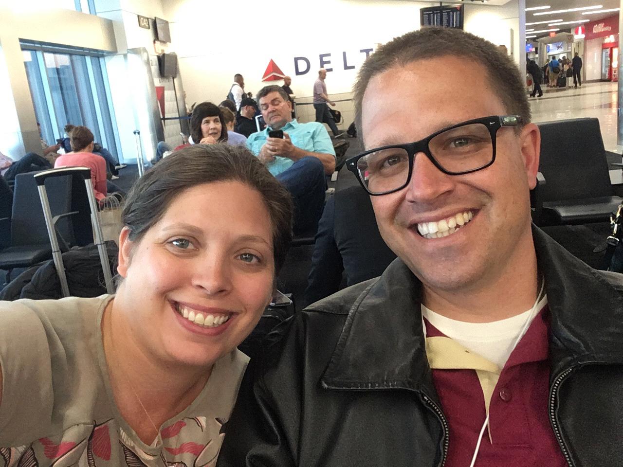 Waiting for our flight home from a trip to Madison.