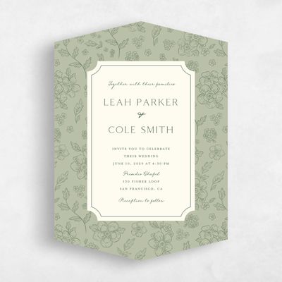 Green Diamond Wedding Invitation - Selindra Portrait