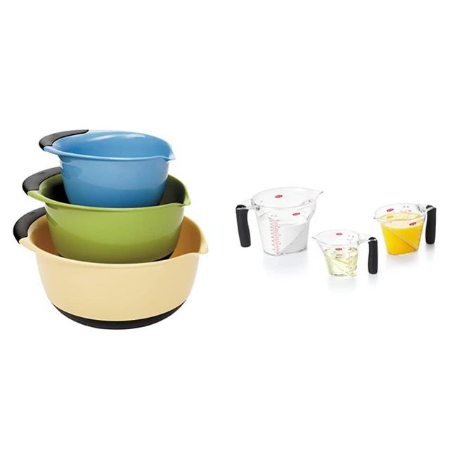 OXO Good Grips 3-Piece Mixing Bowl Set - Assorted Colors & Good Grips 3-Piece Angled Measuring Cup Set
