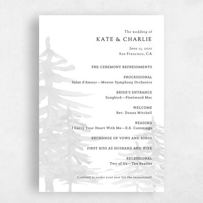 Smoke, Grey Wedding Program - Camden