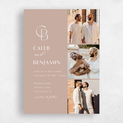 Latte, Brown Wedding Invitation - Kenai Multiphoto