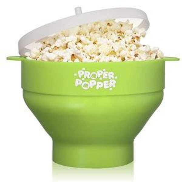 The Original Proper Popper Microwave Popcorn Popper, Silicone Popcorn Maker, Collapsible Bowl BPA Free & Dishwasher Safe - (Green)