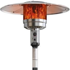 Patio Heater for Outdoor Use with Round Table Design, Double-Layer Stainless Steel Burner, Wheels, Triple Protection System, Outdoor Heater for Home and Residential, Black