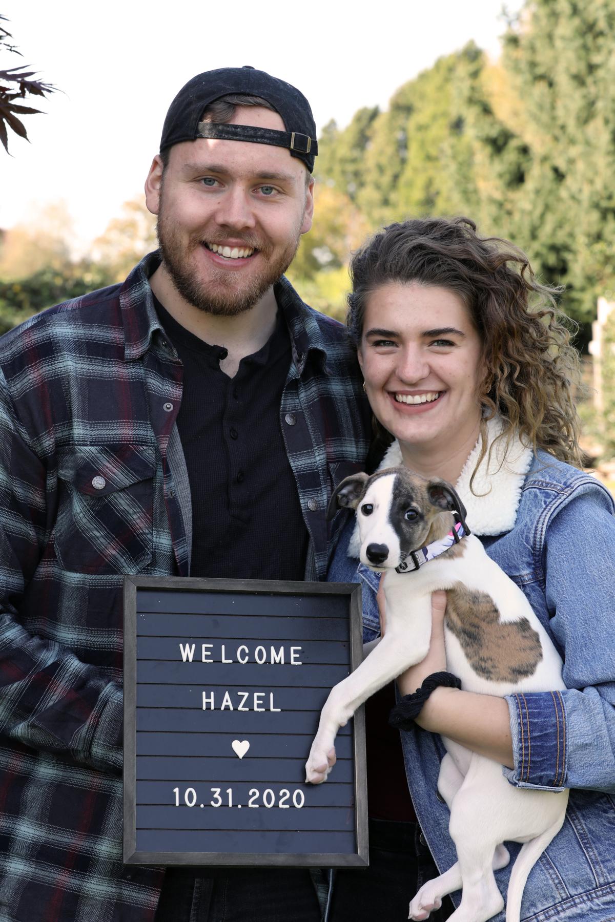 The day we brought home our first puppy Hazel together! Her gotcha date was Halloween 2020👻