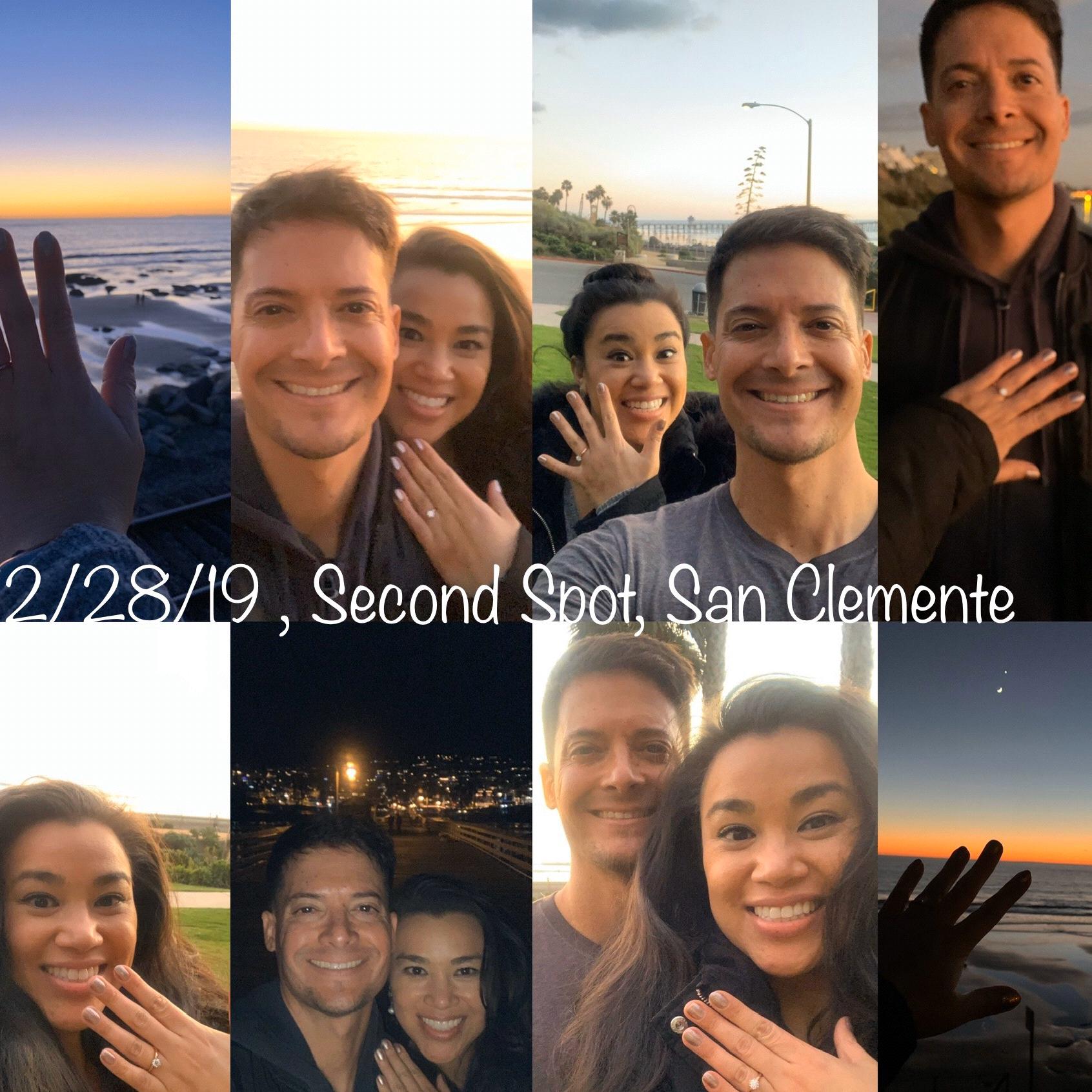 Andrian proposed at sunset, by a walking path at our favorite beach.