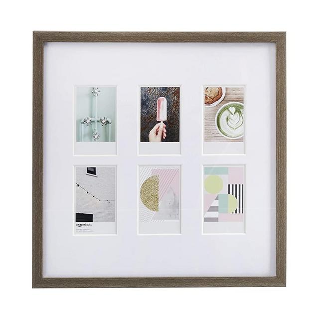 Amazon Basics Photo Frame for use with Instax - 6-Opening - 3.25"x2", Barnwood