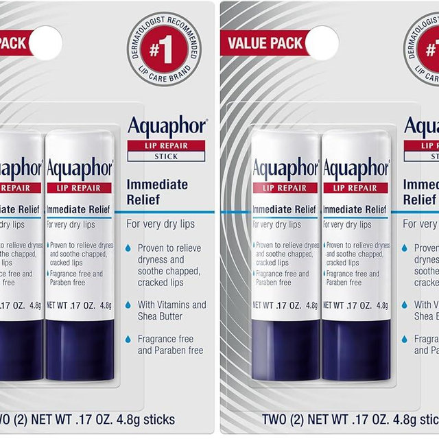 Aquaphor Lip Repair Stick, Moisturizing Lip Balm Pack, Relieves Dryness, 0.17 Oz Stick, (Pack of 4)