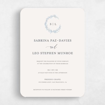 Beige Rounded Wedding Invitation - Goundry Wreath