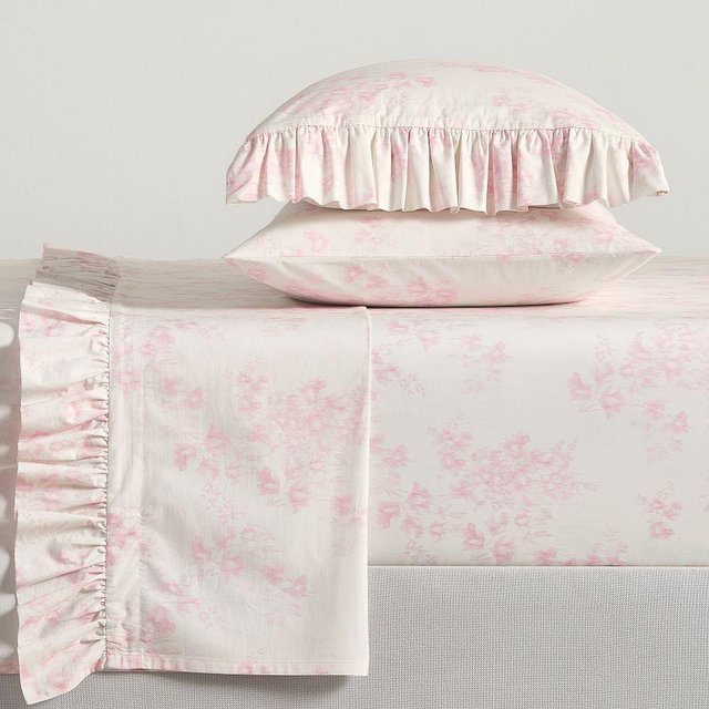 LoveShackFancy Ikat Meadow Floral Pink Sheet Set, Multi, Queen