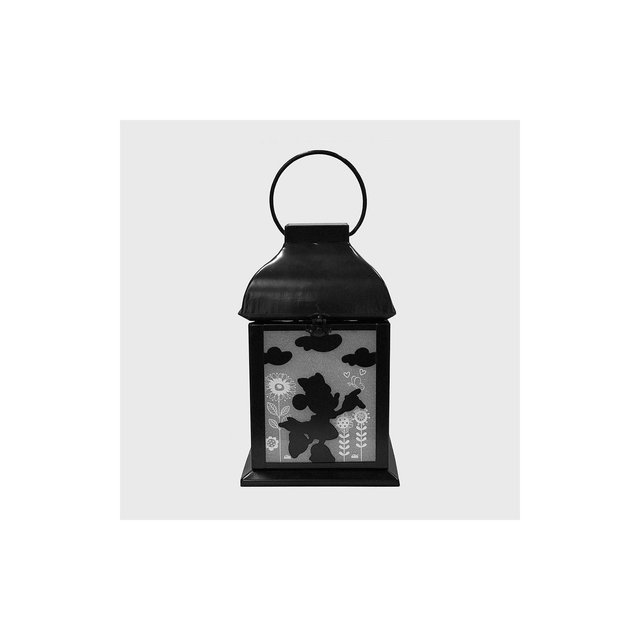 Disney 8.3" Minnie Mouse Solar Metal Outdoor Lantern Black: PVC Construction, White Light, No Battery Needed