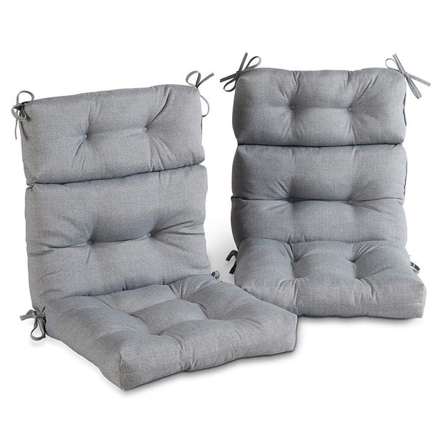 Greendale Home Fashions Outdoor 44 x 22-inch High Back Chair Cushion, Set of 2, Cement 2 Count