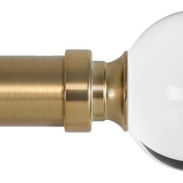 Ivilon Drapery Treatment Window Curtain Rod - Acrylic Ball 1 inch Pole. 28 to 48 Inch. Warm Gold