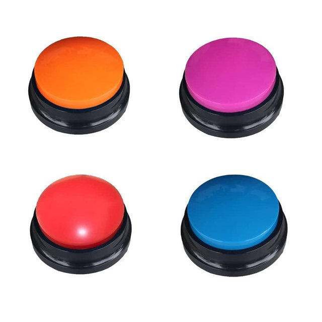 Artist Unknown 4 Color Voice Recording Button, Dog Buttons for Communication Pet Training Buzzer, 30 Second Record & Playback, Funny Gift for Study Office Home - 4 Color Packs