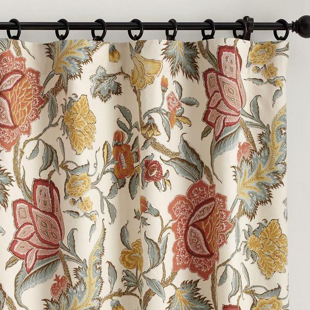 Cynthia Palampore Pole Pocket Curtain, 50 x 96", Ivory