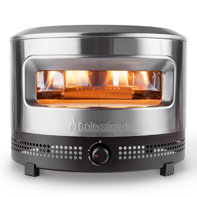 Solo Stove Pi Prime Pizza Oven Outdoor - Gas,Propane - Portable Pizza Oven with Cordierite Stone Cooking Surface - Demi-Dome Design - Wide-Mouthed Opening - Stainless Steel