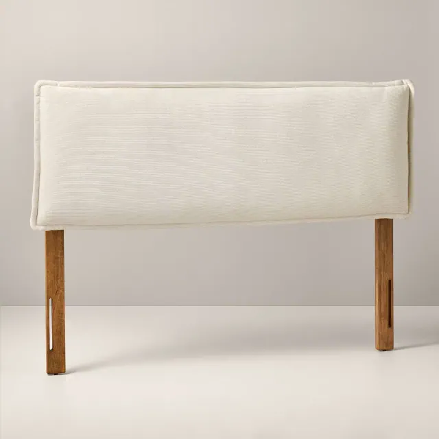 King Corduroy Upholstered Headboard Cream - Hearth & Hand™ with Magnolia: Farmhouse Style, Bed Frame Mounted