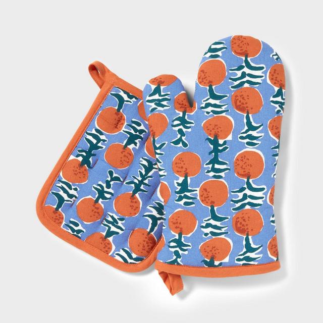 2pc Cotton Oranges Oven Mitt and Pot Holder - Threshold™