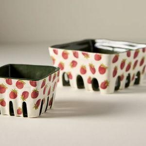 Berry Icon Handpainted Stoneware Berry Basket