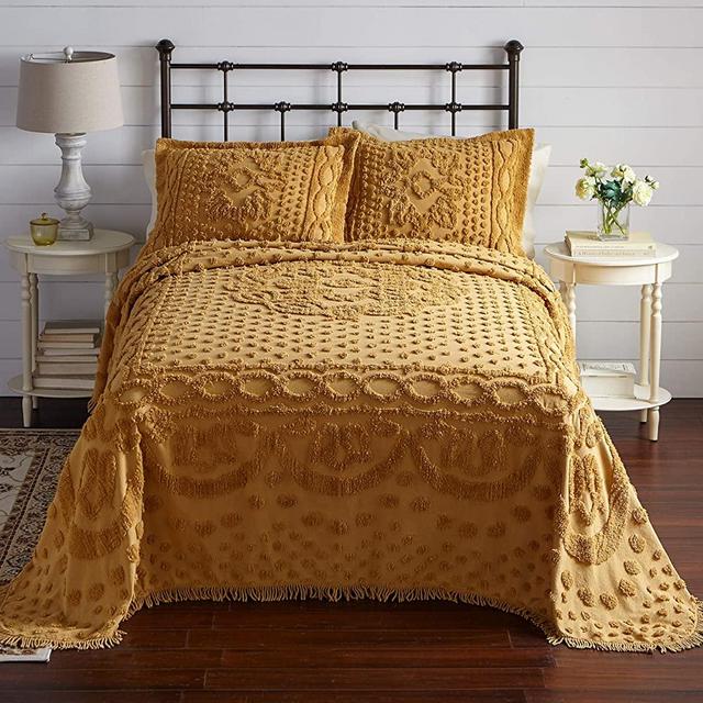 BrylaneHome Georgia Chenille Bedspread - Queen, Gold Brown