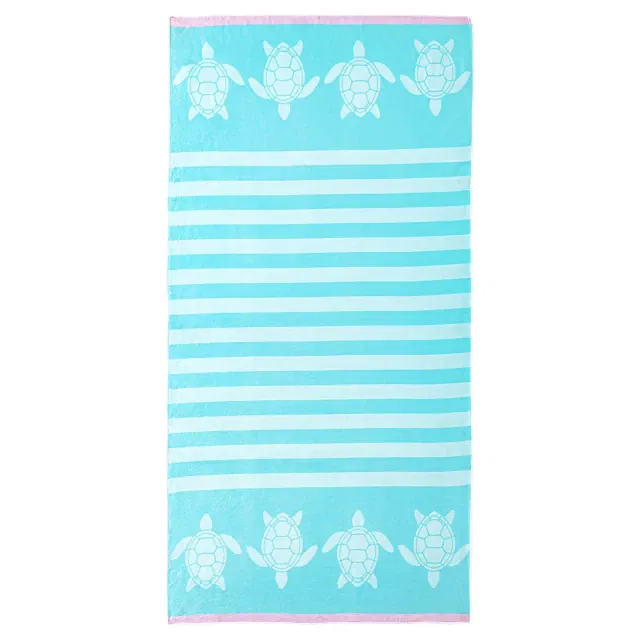 REGALWOVEN 1 Pack Stripe Animals Beach Towel, Quick Dry, Sand Free Marine Life Prints Towel for Beach, Pool, Travel 55" x 28" Mint Green