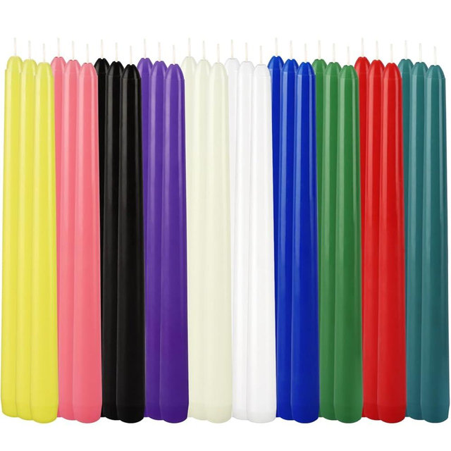 30-Pack 10-Color Taper Candles - 10 Inch Dripless & 10-Hour Burn｜Wedding/Birthday/Home Decor with Premium Wax