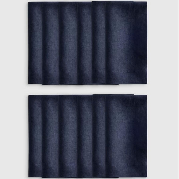 European Linen Wide-Hem Napkins (Set of 12) Navy