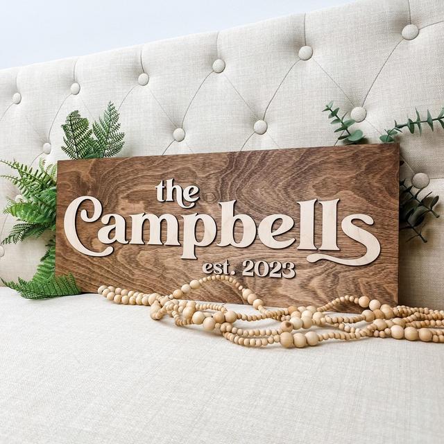 Last Name Sign, Wood Family Name Sign, Personalized Wedding Gift, Farmhouse Sign for Home, Home Decor, Anniversary Gift, Rustic Wall Decor