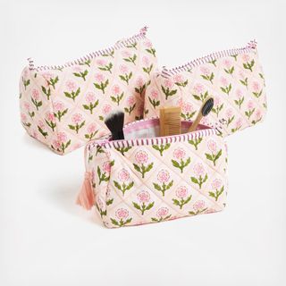 Mona 3-Piece Blockprint Makeup Bag Set