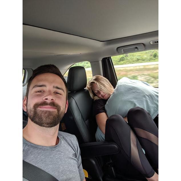 A classic sleeping photo of Kelsey. She tends to have problems staying awake in the car...