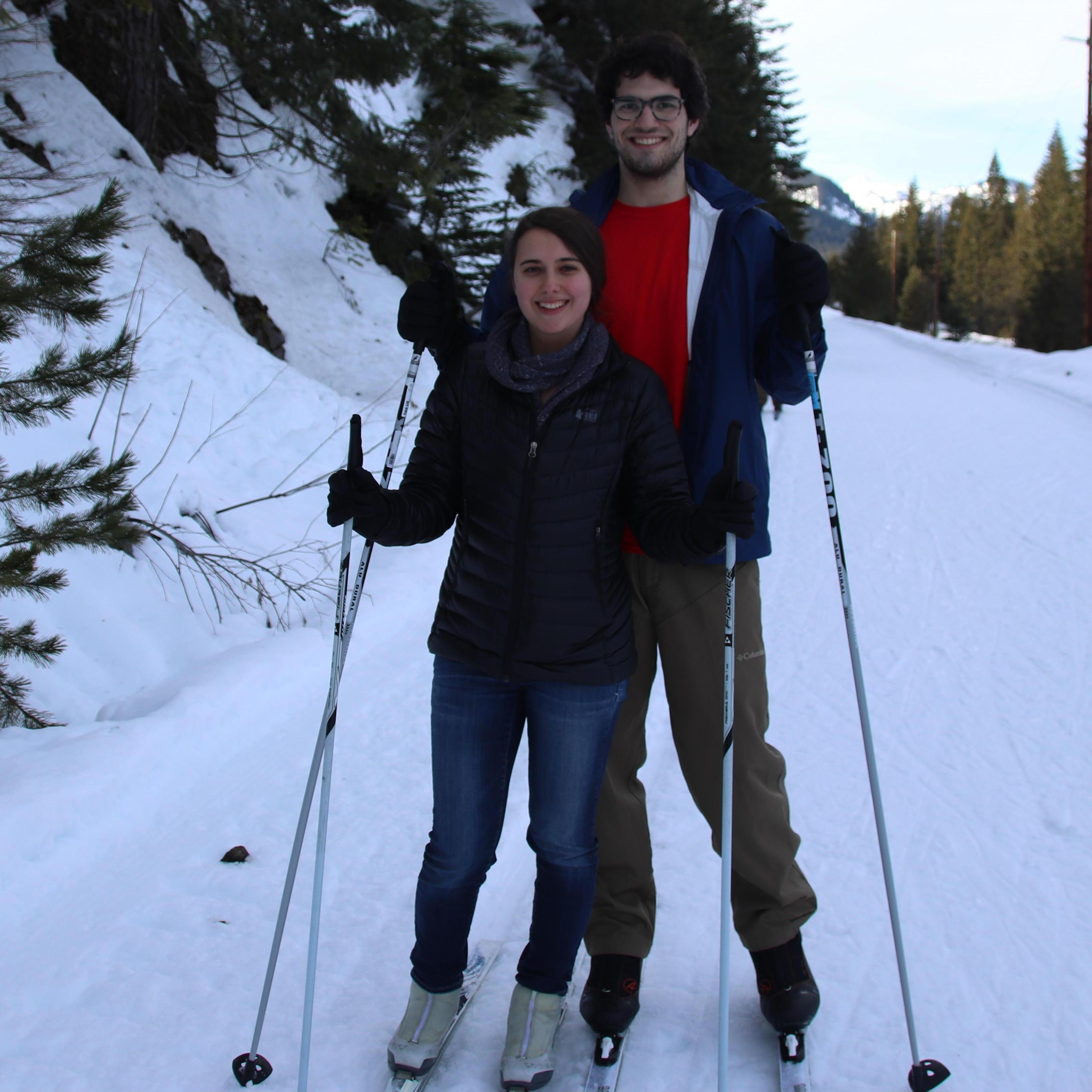 John's first time cross country skiing the first time he met my family