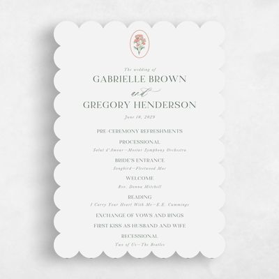 Pink Scalloped Wedding Program - Nelia