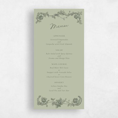 Olive Sage, Green Wedding Menu - Spina