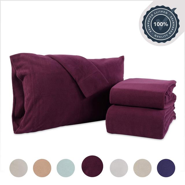 Berkshire Blanket Original Microfleece Set Fleece Sheets, King, Blackened Berry