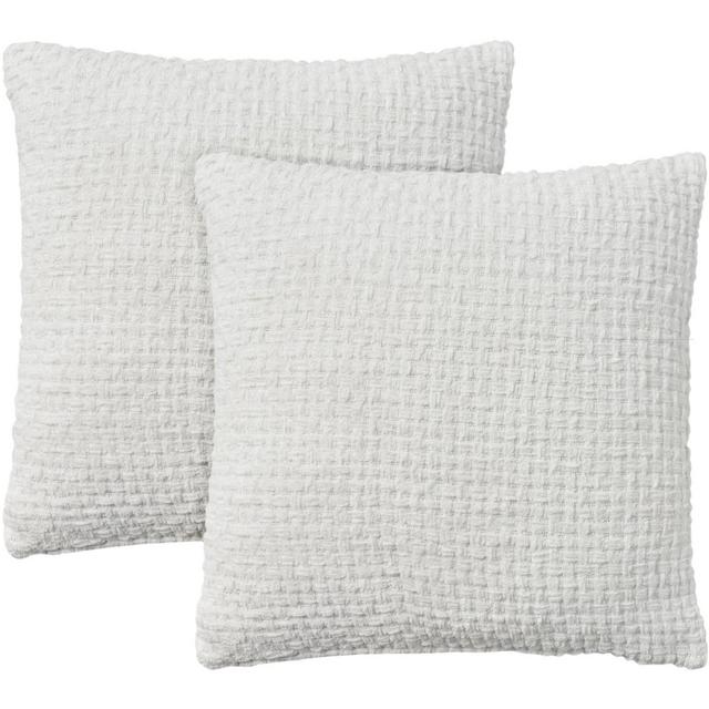 Mina Victory Lifestyle Woven Chenille 18" x 18" Set of 2 Indoor Throw Pillow White