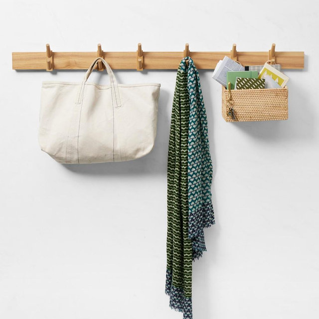 Hold Everything Hook Bars, 48in Rail with 6 Hooks, Ashwood