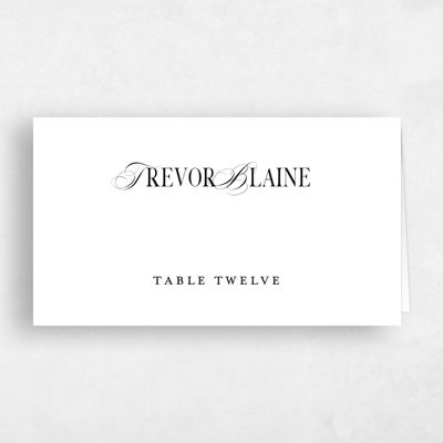 White Typography Wedding Place Card - Nevis