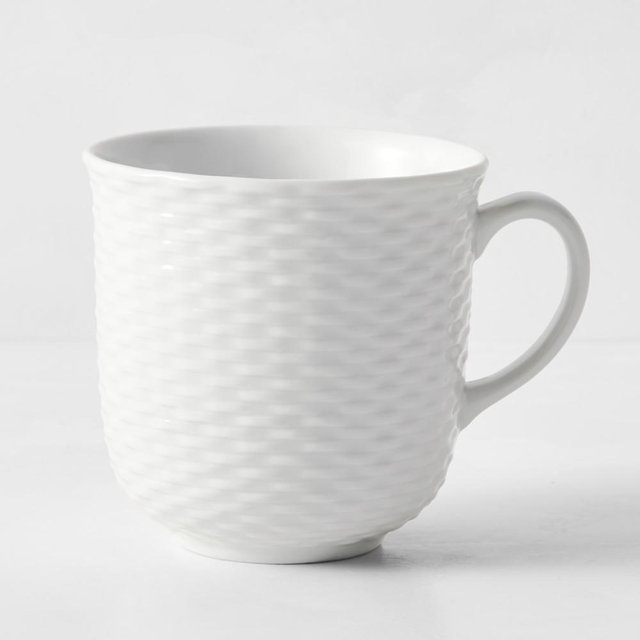Pillivuyt Basketweave Porcelain Mugs, Set of 8