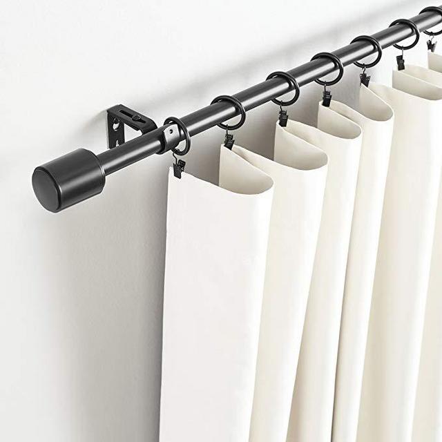 AmazonBasics 1" Curtain Rod with Cap Finials, 36" to 72", Black
