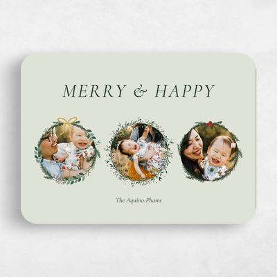 Green Rounded Holiday Card - Duval Wreath