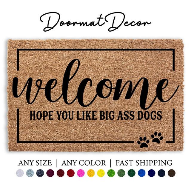 Big Ass Dogs Doormat Funny Pet Lover Welcome Mat Double Door Size Entryway Decor Gift