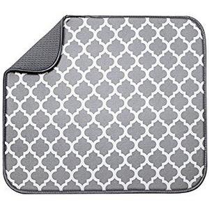 Microfiber Dish Drying Mat, 16 by 18-Inch, White Trellis