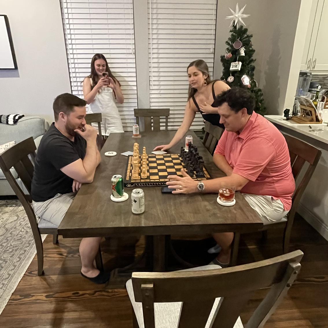 After finding out Blake and Dan both were into chess, the girls forced the guys into a chess tournament!