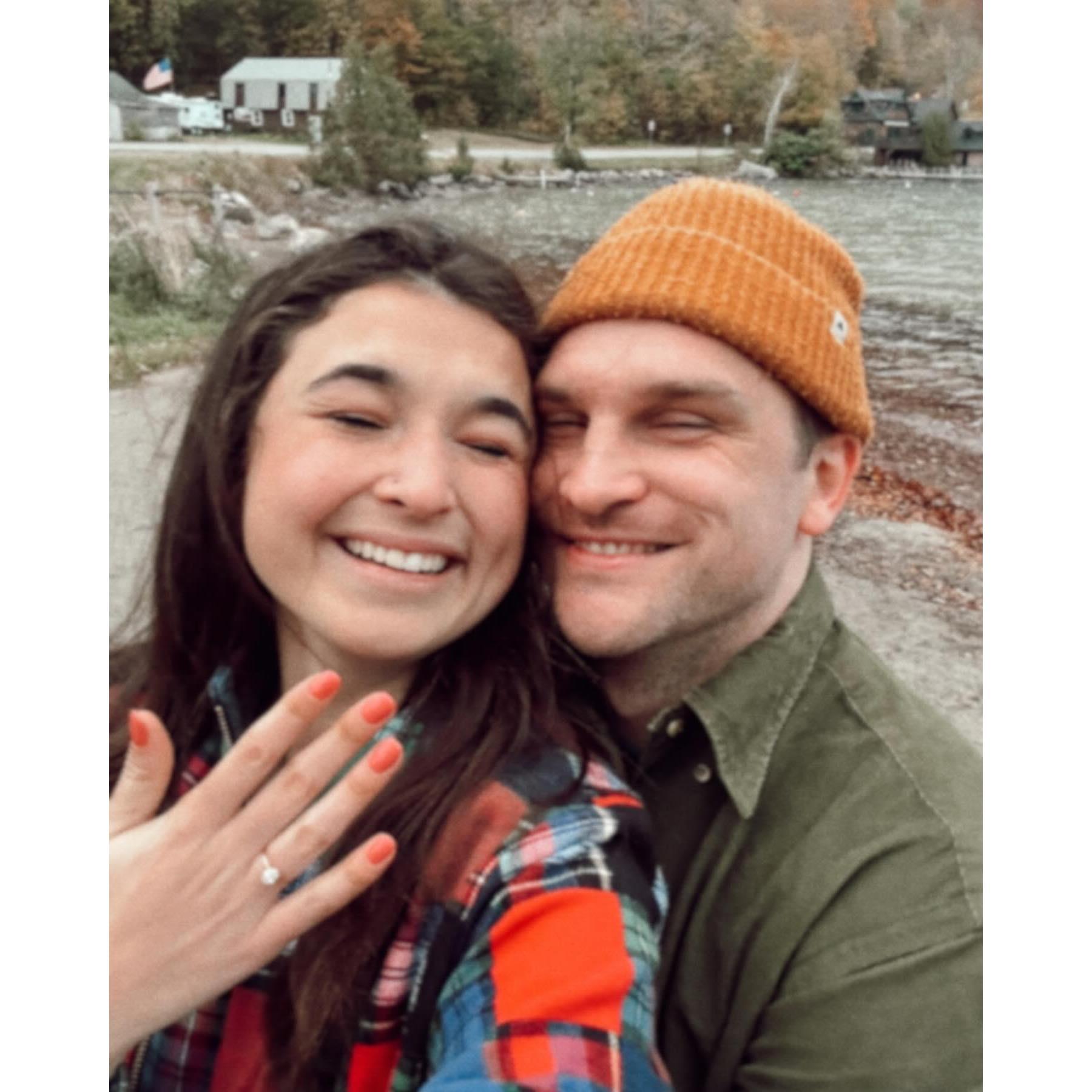 Brian surprised Emma SO much with the proposal. We went back to the same Airbnb for our five year dating anniversary. We were going to recreate a picture when Brian popped the question!