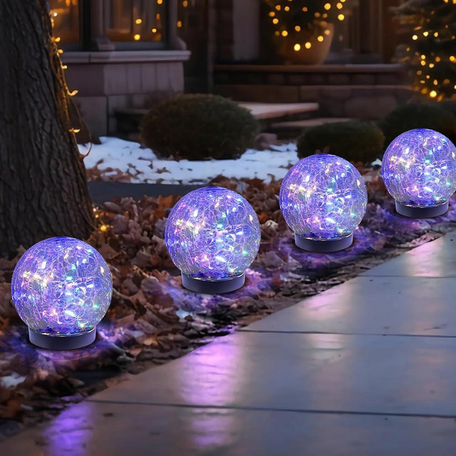 MLKNK Solar Globe Lights Outdoor Waterproof-Solar Balls-Solar Garden Lights-Orbs for Outside 4 Pack Cracked Glass Ball for Lawn Patio Yard Backyard Decorations