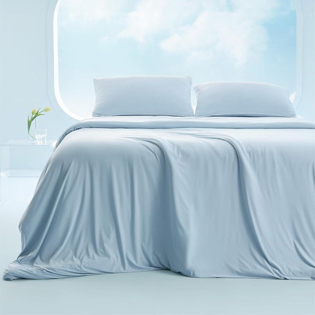 Bedsure Cooling Duvet Cover King Size - GentleSoft™ Cooling Bedding Set for Hot Sleepers, Ice-Cool Fabric Technology for Night Sweats, Soft & Breathable Lightweight Comforter Cover Set, 104x90, Blue
