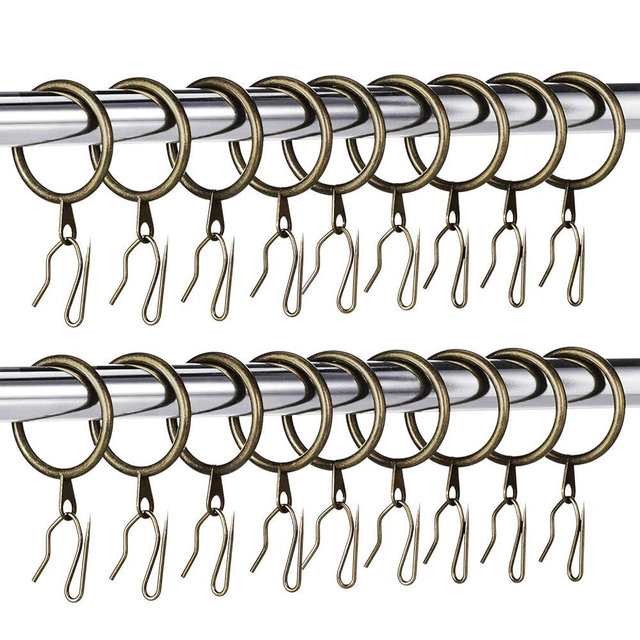 Hotop 60 Pieces 1.26 Inch Metal Drapery Curtain Rings Curtain Hanging Rings and 60 Pieces Metal Drapery Pin Hooks for Drapes Window Door Shower (Oil-Rubbed Bronze)